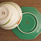 Koransha Jade Orchid Porcelain cup & saucer set|翠玉洋蘭金彩白瓷茶杯|香蘭社