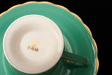 Koransha Jade Mum Porcelain cup & saucer set|翠玉小菊金彩白瓷高足茶杯|香蘭社