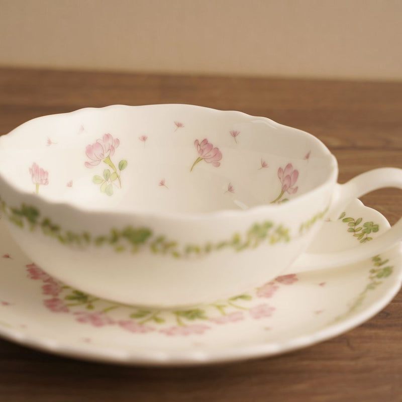 HOYA Floral trim bone china tea cup & saucer set｜保谷小花圈骨瓷茶杯