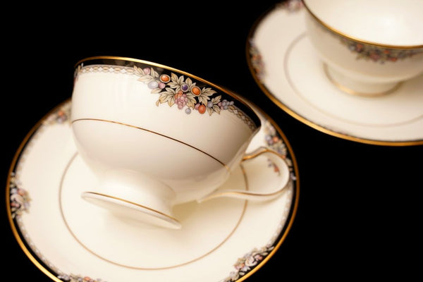 Noritake Trim bone china tea cup & saucer set｜葡萄金彩骨瓷茶杯