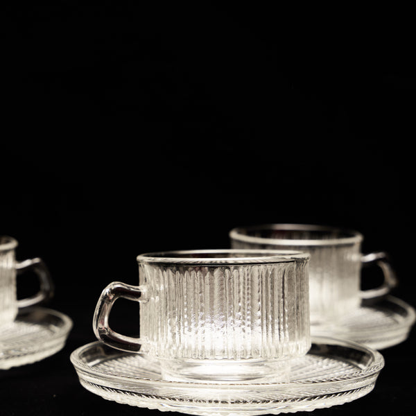 SOGA clear glass cup & saucer set｜十草紋玻璃茶杯套裝