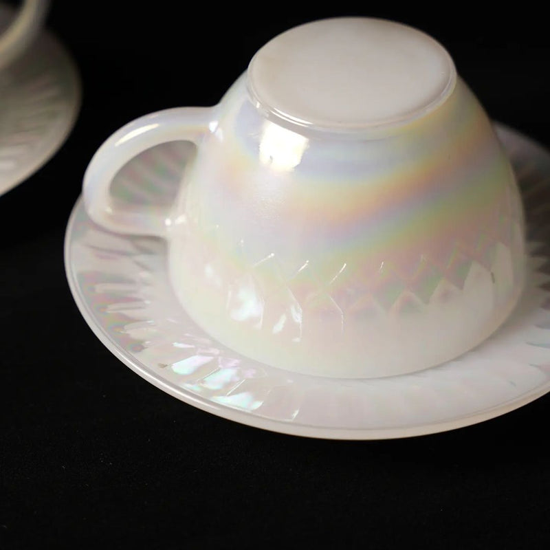 Federal Moonglow milk Glass cup & saucer set｜透光牛奶玻璃茶杯套裝