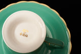 Koransha Jade Mum Porcelain cup & saucer set｜翠玉小菊金彩白瓷高足茶杯｜香蘭杜