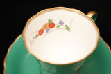 Koransha Jade Mum Porcelain cup & saucer set｜翠玉小菊金彩白瓷高足茶杯｜香蘭杜